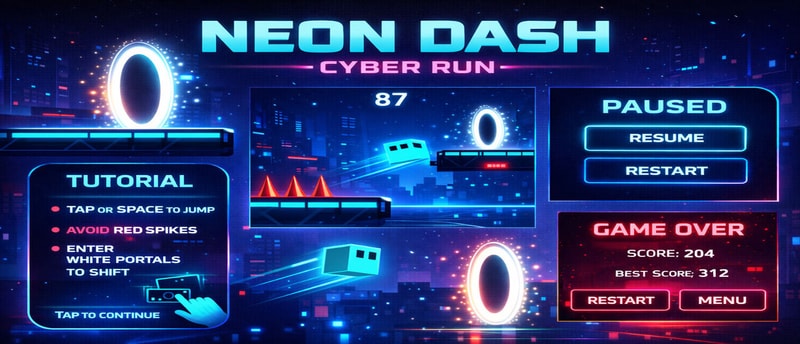 Neon Dash: Cyber Run - Free Endless Runner Game