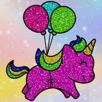 Coloring Book Glittered Unicorns - Free Art Coloring Game for Kids