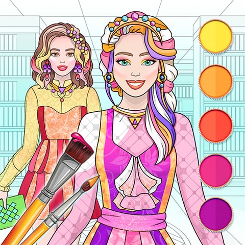 College Girl Coloring Dress Up - Juego de vestir y colorear para chicas
