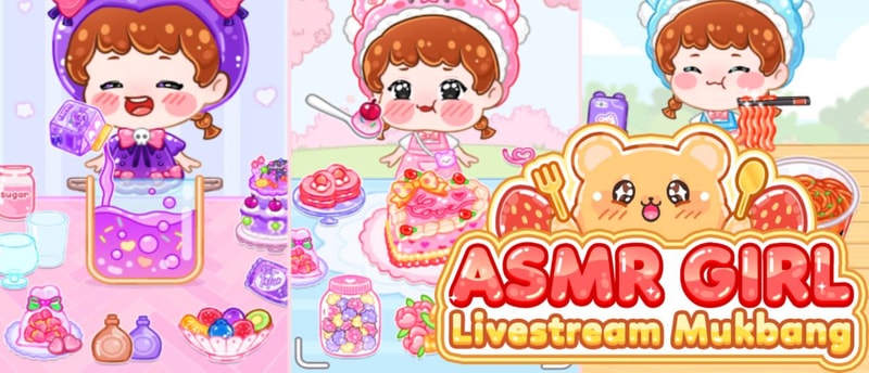 ASMR Girl: Livestream Mukbang - Play Food & Cooking Simulator