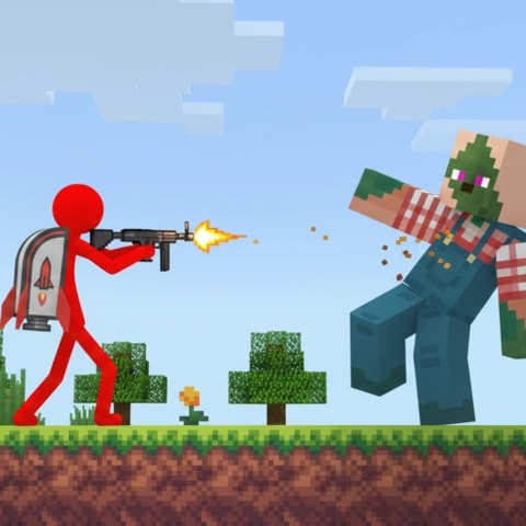 Red Stickman vs Craftmans 2 - Juego de plataformas y disparos gratis